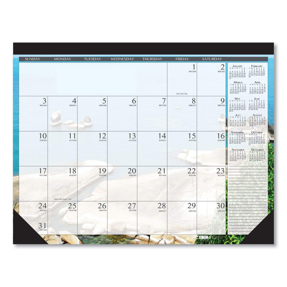 House of Doolittle 2021 Monthly Desk Pad Calendar, Earthscapes Seascapes, 22 x 17 inches, January