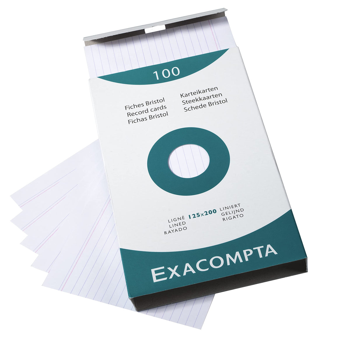 Exacompta Bristol Lined Record Card, A4 - White, Pack of 100