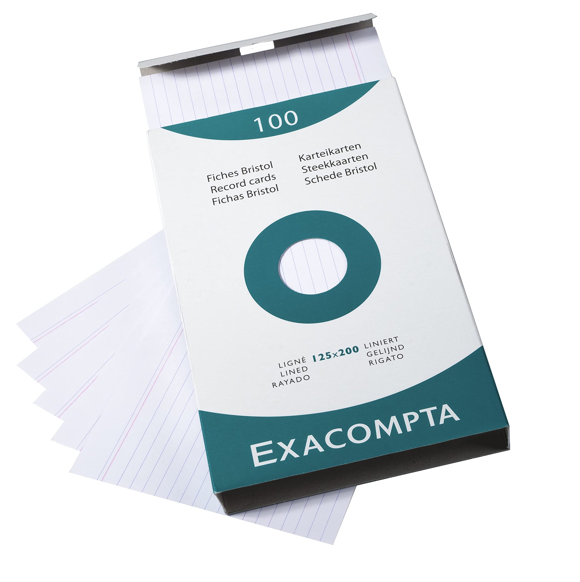Exacompta Bristol Lined Record Card, A4 - White, Pack of 100