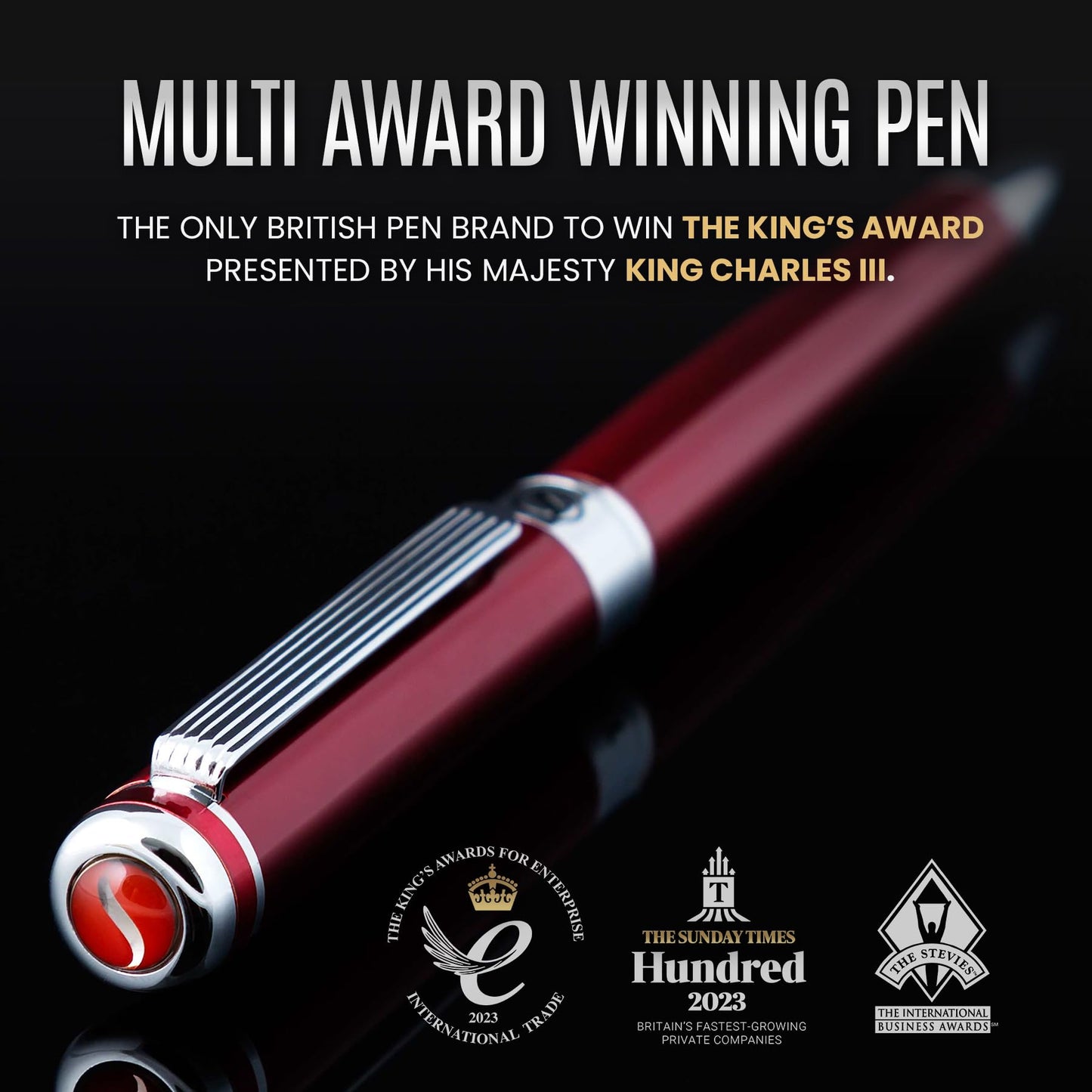 Scriveiner Deep Crimson Ballpoint Pen - Stunning Red Lacquer Luxury Pen, Chrome Finish, Schmidt