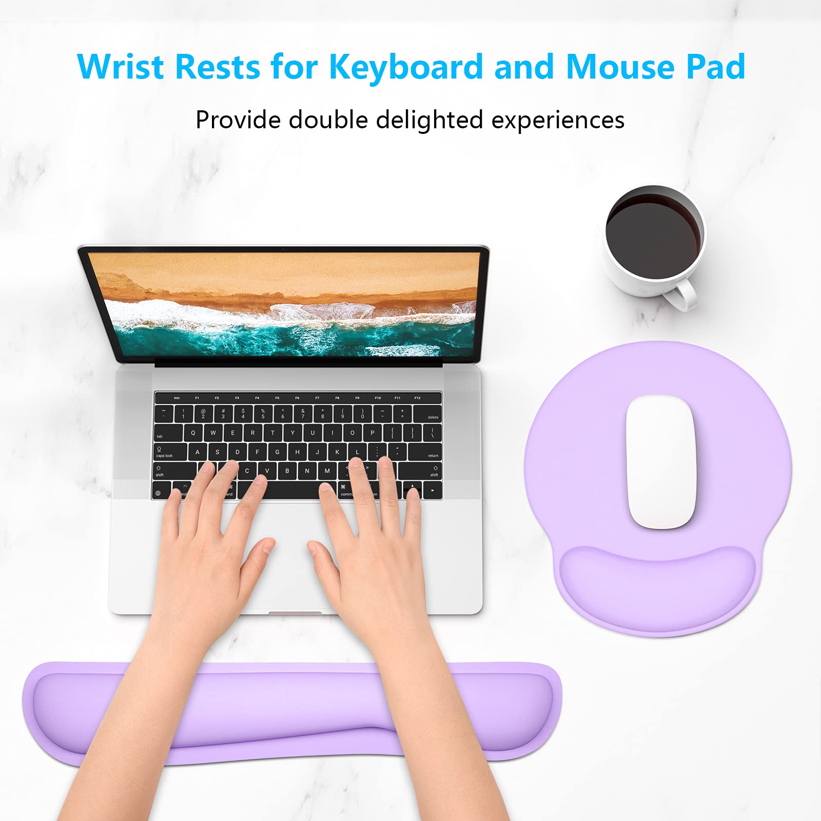 Dapesuom Keyboard Wrist Rest and Mouse Pad with Wrist Support, Cute Memory Foam Cushion for