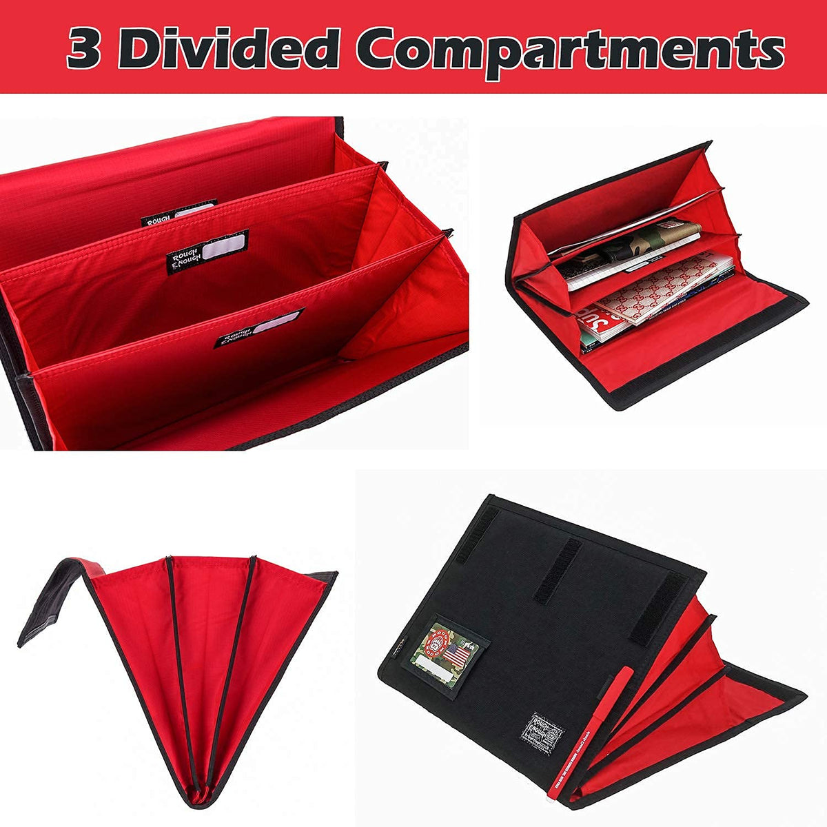 Rough Enough Expanding File Folder, Accordion Document Organizer, Black