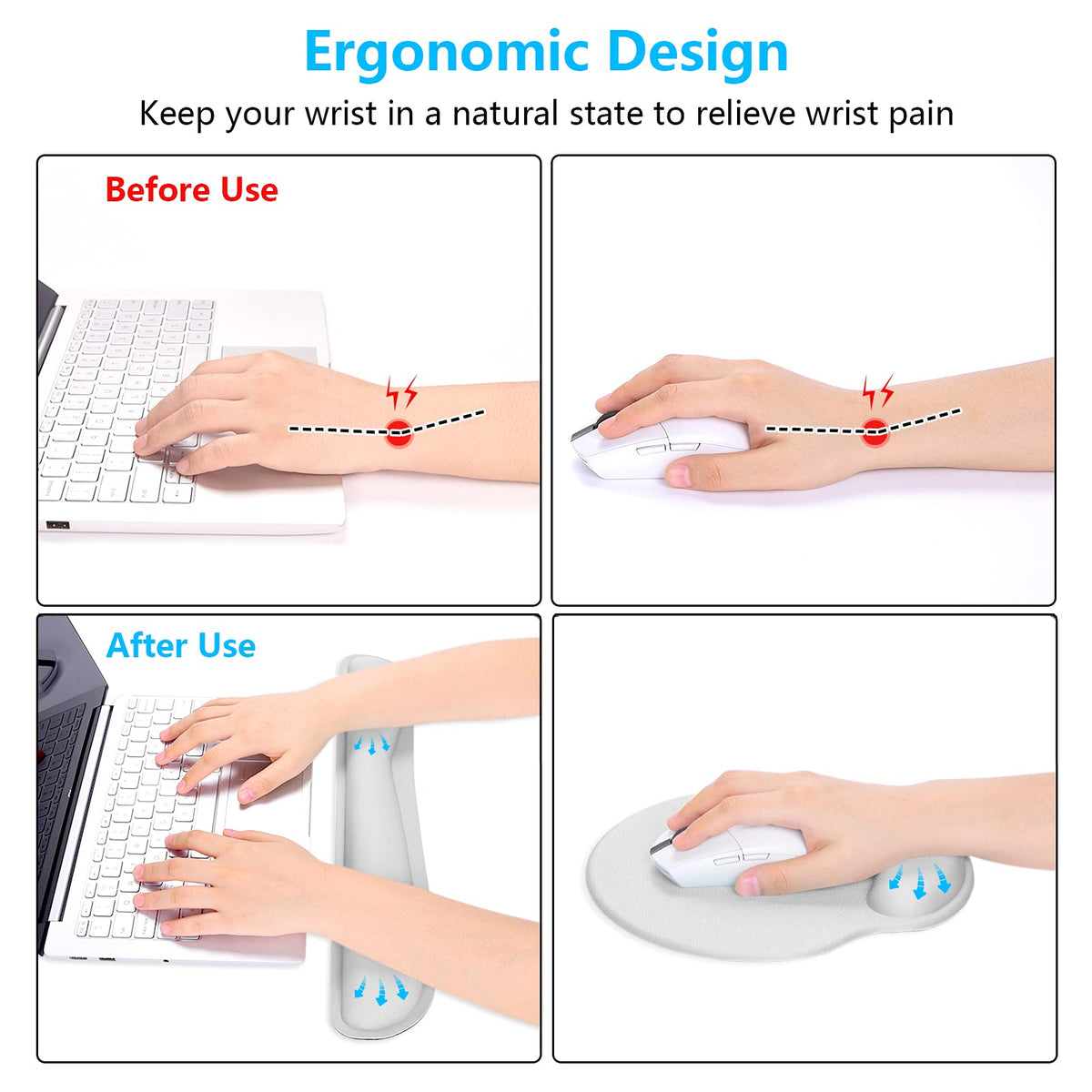 Dapesuom Keyboard Wrist Rest and Mouse Pad with Wrist Support, Memory Foam Cushion for Keyboard and