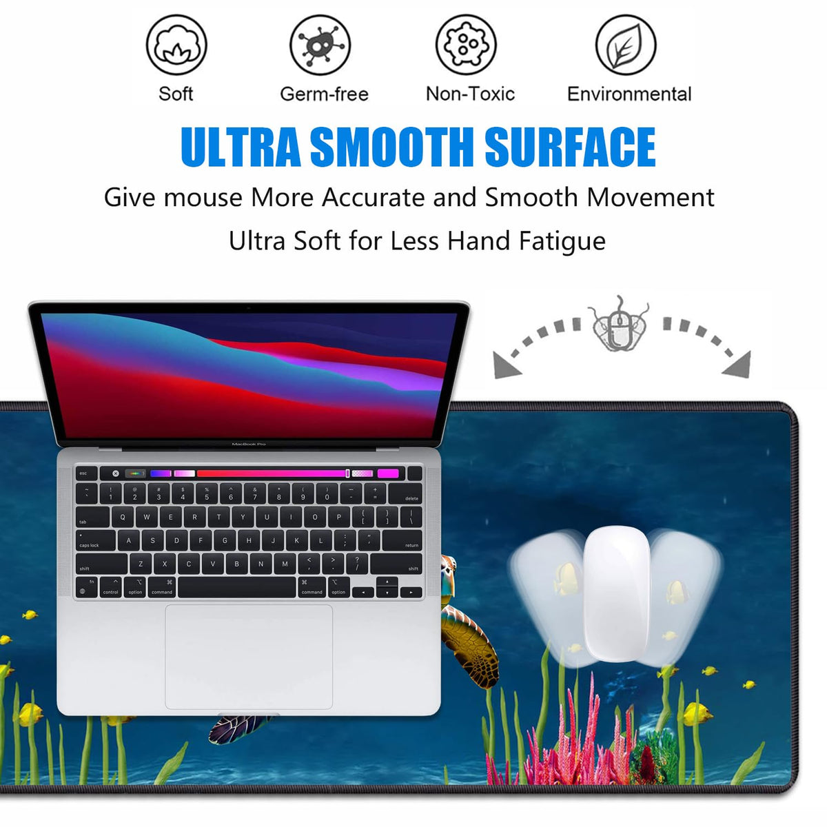 Desk Pad Mat Gaming Mouse Pads with Coasters, 31.5"x 11.8" XXL Large Big Computer Keyboard Mouse