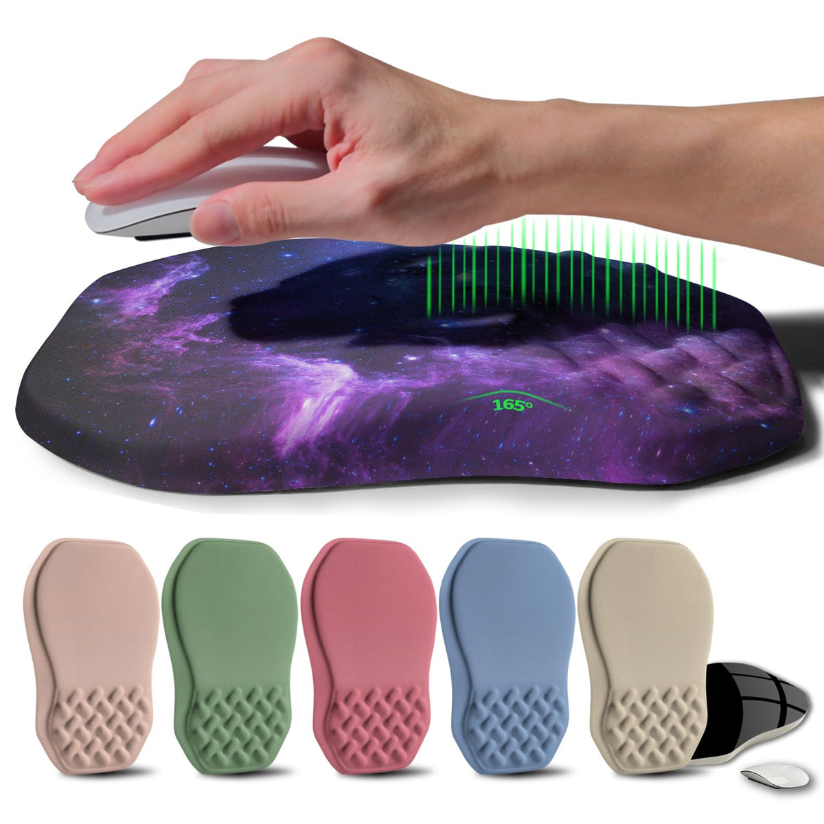 Gleamtide Ergonomic Raised Mouse Pad Wrist Support with Bilateral Slope Memory Foam Mousepad for