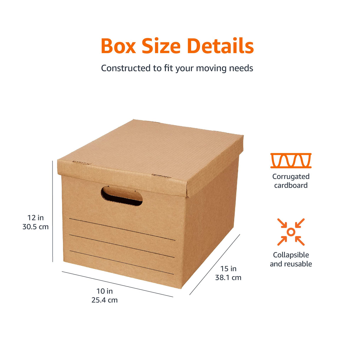 Amazon Basics Moving and Storage Boxes with Handles and Lift-Off Lids, File Storage, Collapsible