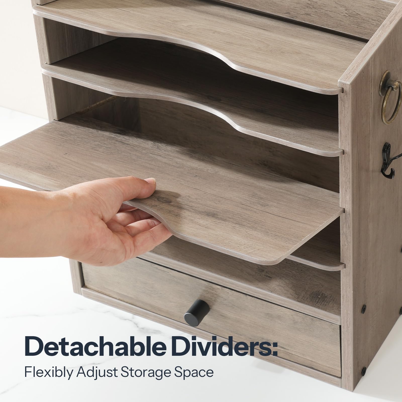 HOOBRO Wall File Organizer, Mail Organizer Wall Mounted, Wooden Mail Sorter, Construction Paper
