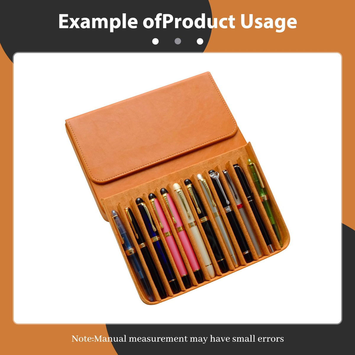 MIVLXLX 12 Slot Fountain Pen Case, Handmade Magnetic,Christmas Gift (brown)