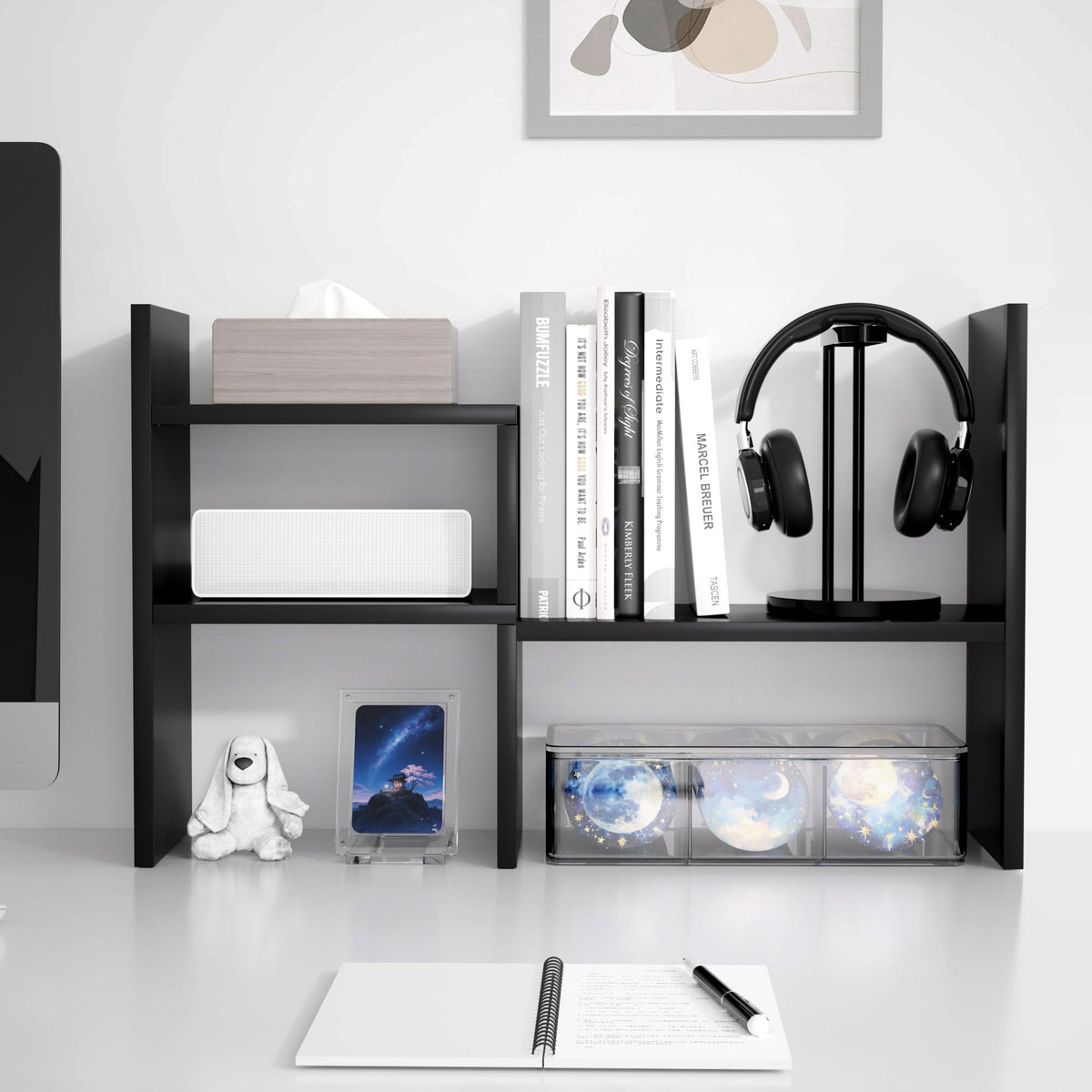 Jerry & Maggie Adjustable Rotatable Wood Desktop Display Shelf Black