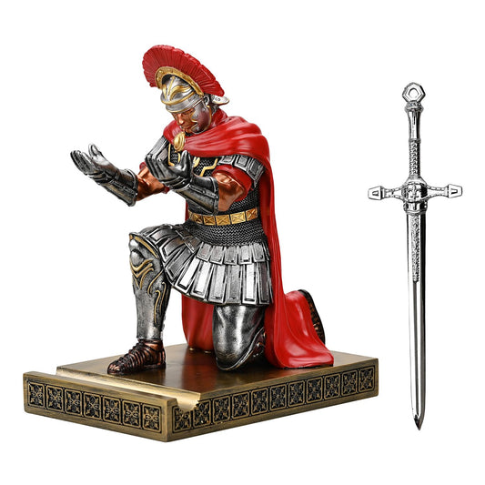 HDMbigmi Centurion Cloak Warrior Pen Holder Phone Stand for Desktop Silver