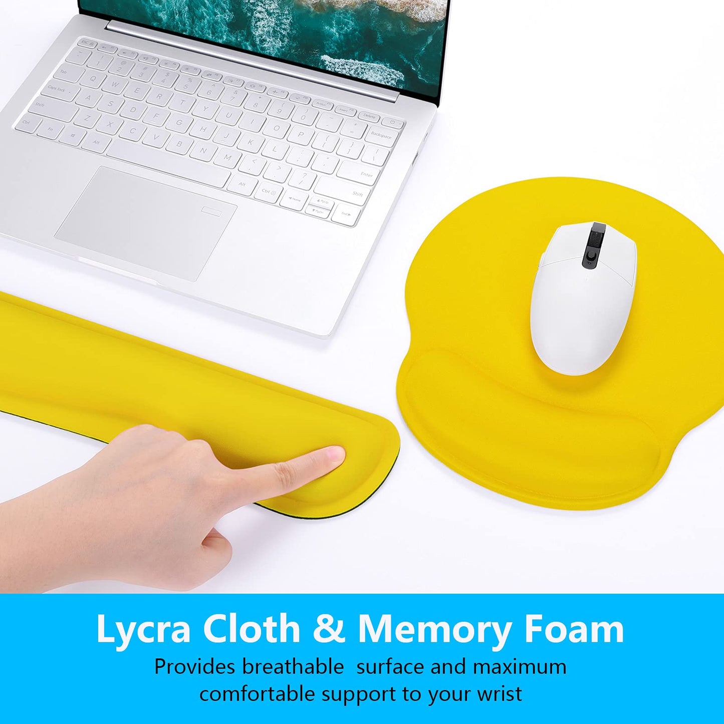 Dapesuom Keyboard Wrist Rest and Mouse Pad with Wrist Support, Cute Memory Foam Cushion for