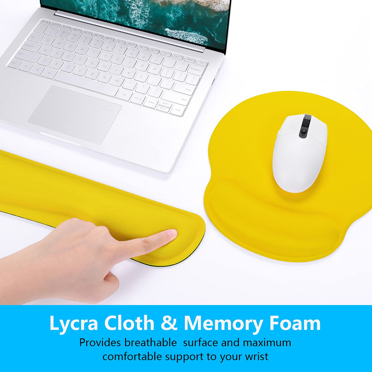 Dapesuom Keyboard Wrist Rest and Mouse Pad with Wrist Support, Cute Memory Foam Cushion for