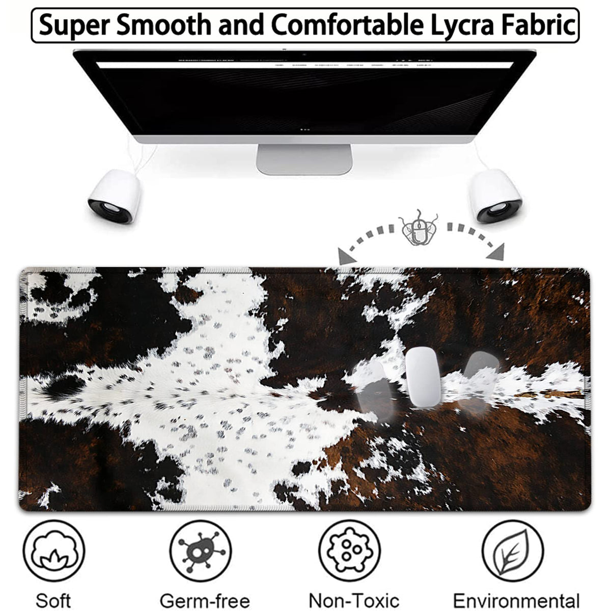 Large Gaming Mouse Pad, 31.5x11.8 in Extended Computer Mouse Mat with Non-Slip PU Base, Ergonomic
