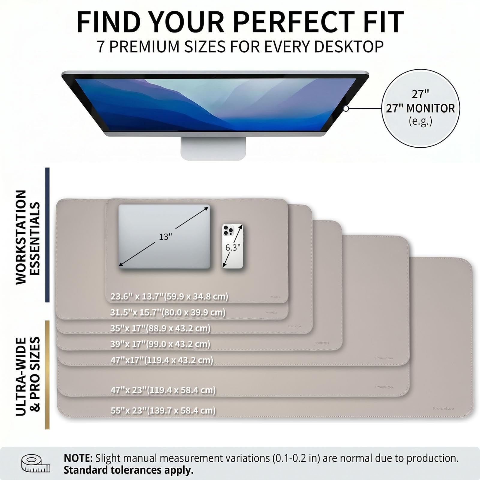 PROMATTOO Large Desk Pad Non-Slip Desk Mat Protector for Keyboard Mouse Waterproof Vegan Leather