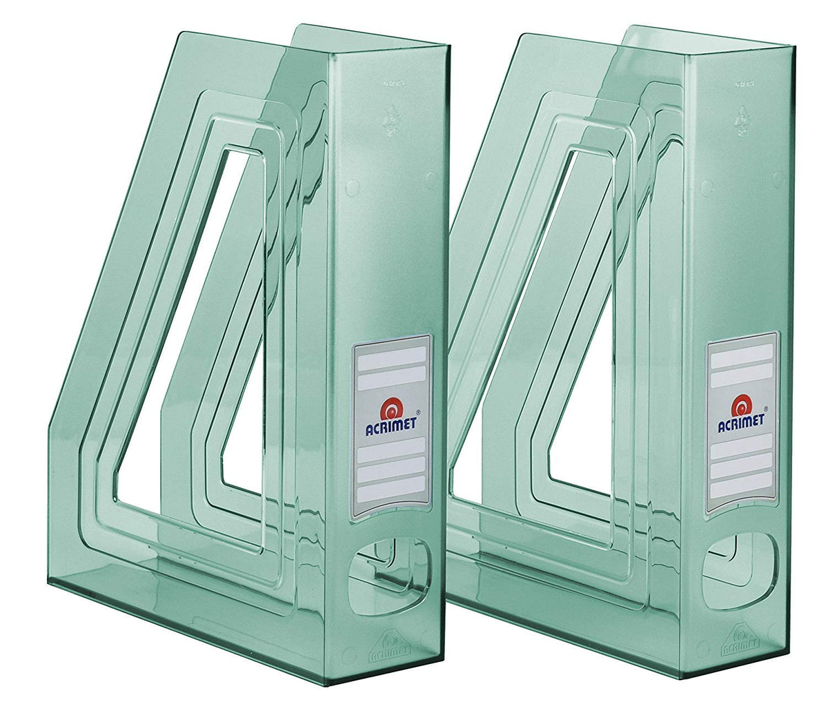 Acrimet Magazine File Holder, Vertical Desk Organizer, Clear Green, 2 Pack
