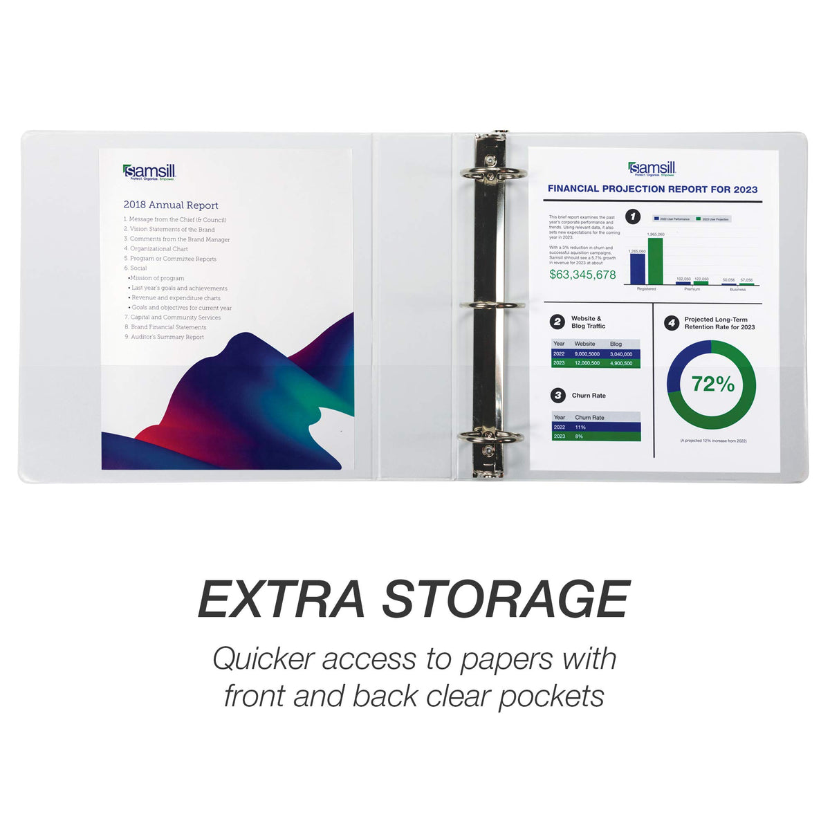 Samsill 4 Pack Durable 2 Inch 3 Ring Binders, Round Ring, Clear View Cover for Presentations, White
