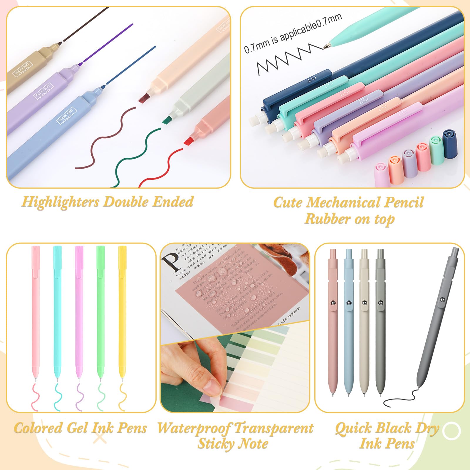 Lincia 30 Pcs Aesthetic School Supplies for Stationary Essentials, White