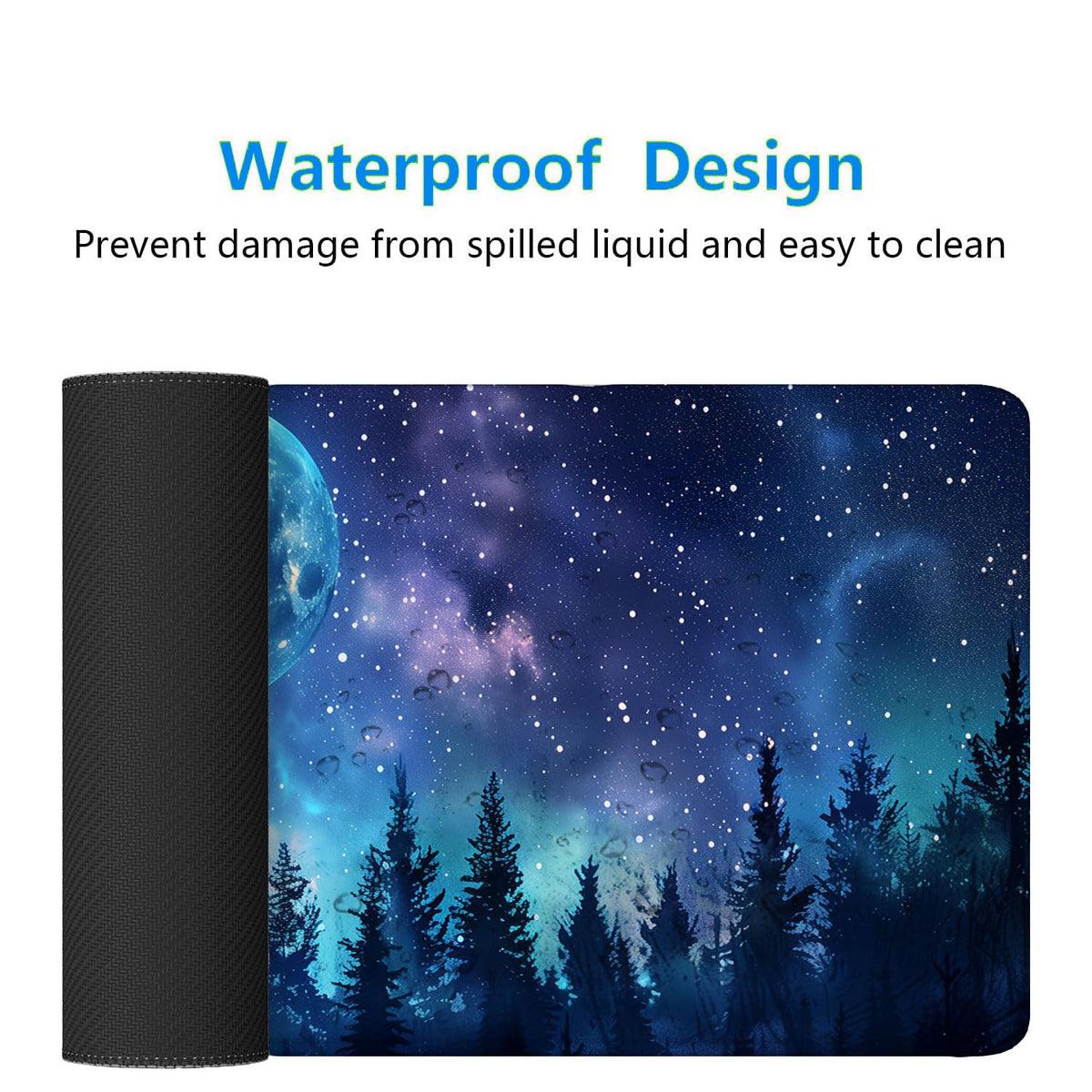 Starry Sky Forest Desk Pad Mouse Pad Moon Stars Galaxy Forest Aurora XL Mouse Pad Large Mousepad