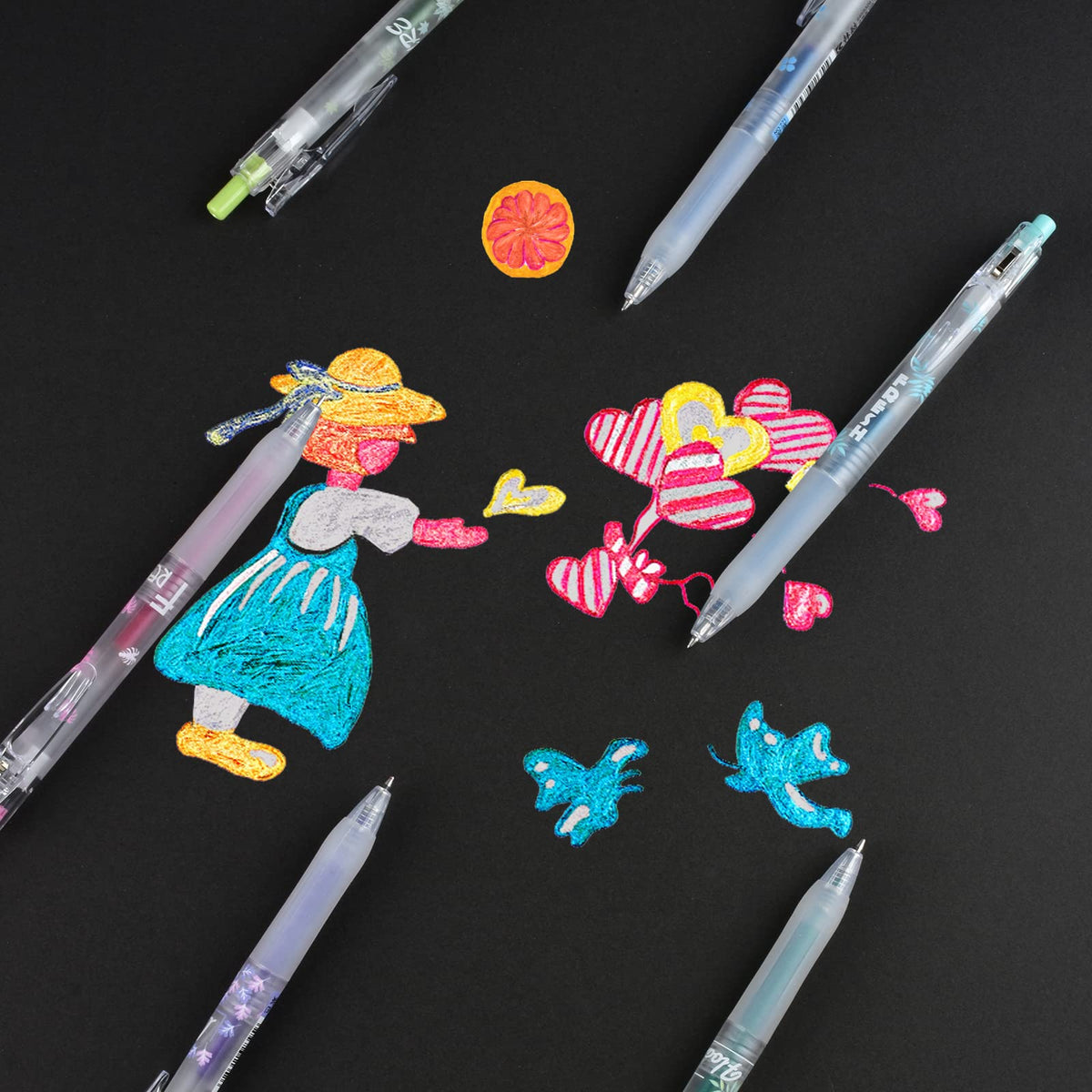 Glitter Gel Pens, 16 Colors Retractable Sparkly Pens, 0.7mm Fine Tip