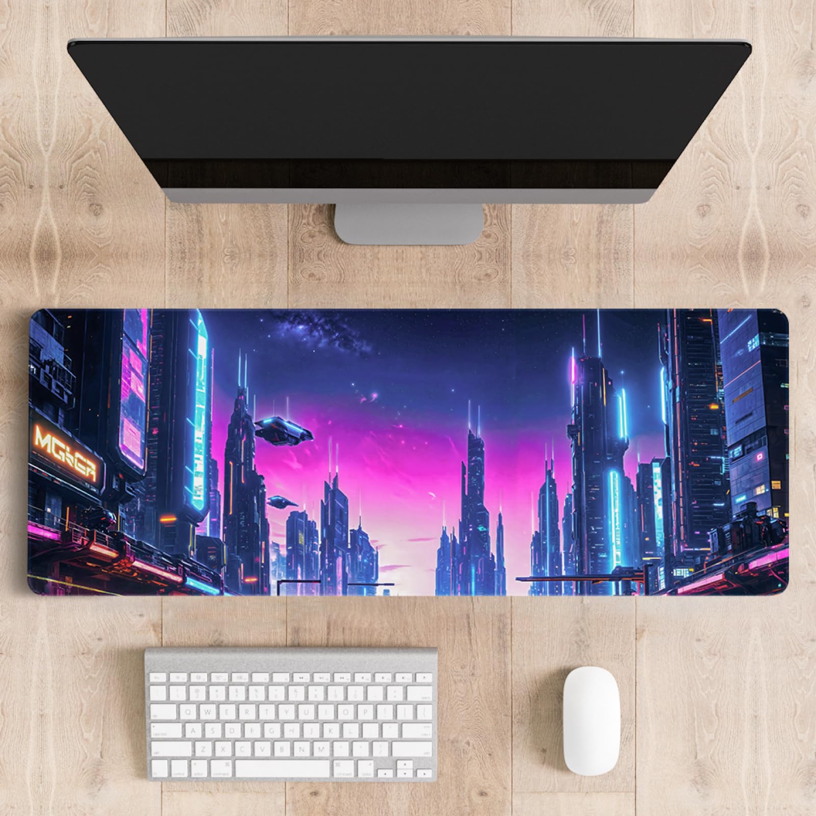 Stanoha Cute Desk Mat for Keyboard Desktop Extra Large Mouse Pad, City