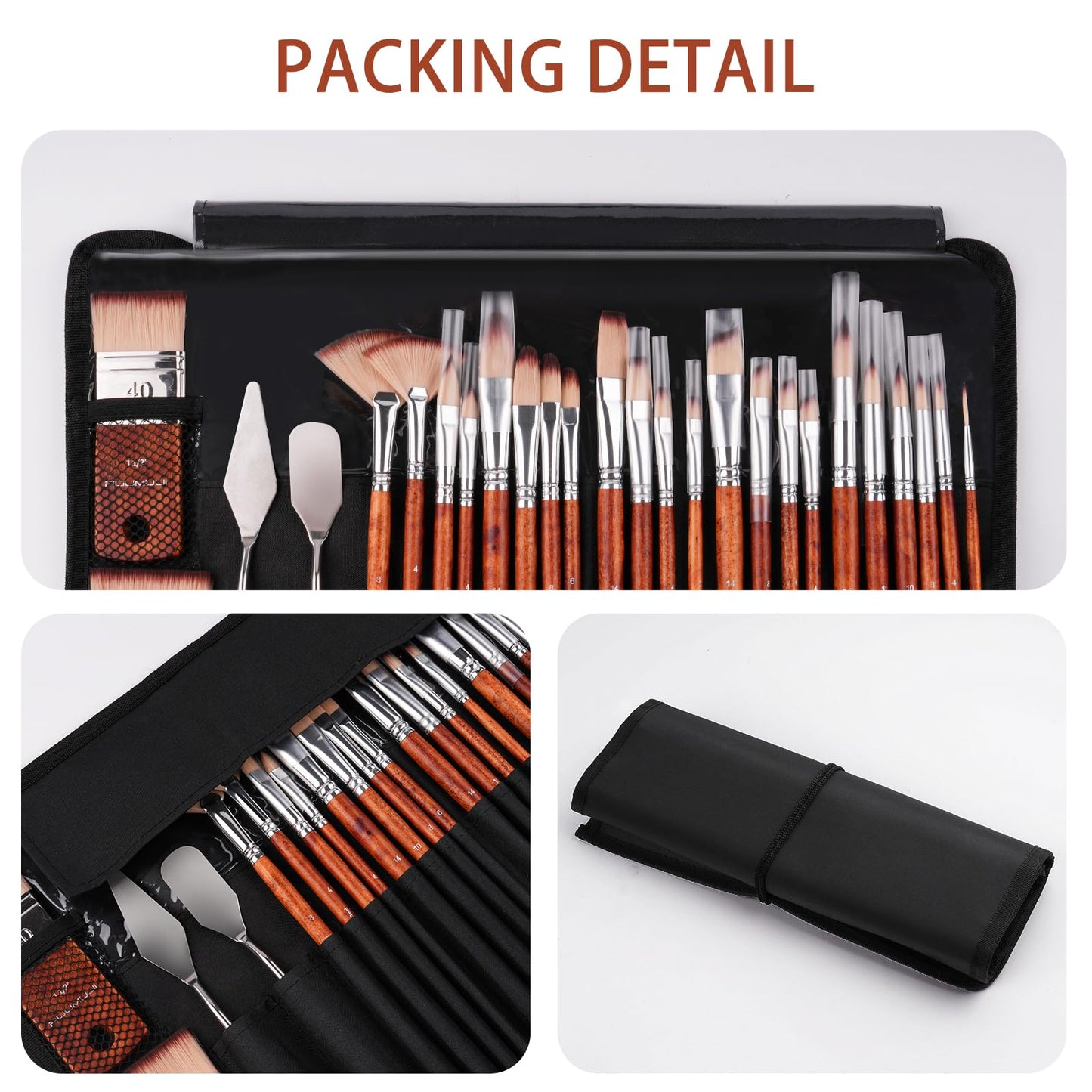 26pcs Paint Brush Set, Fuumuui Professional Acrylic Paint Brushes Complete Range of Sizes with