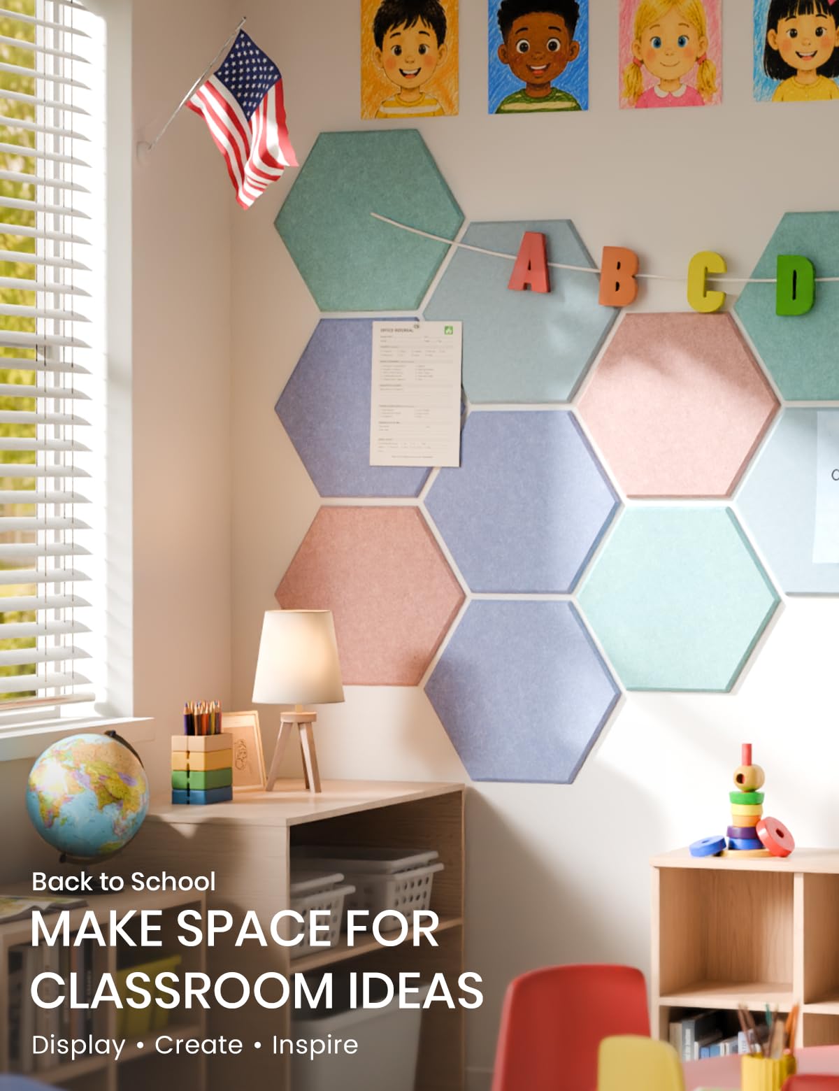 Fluxynara 10-Pack Hexagon Cork Board Alternative, Coastal Haze