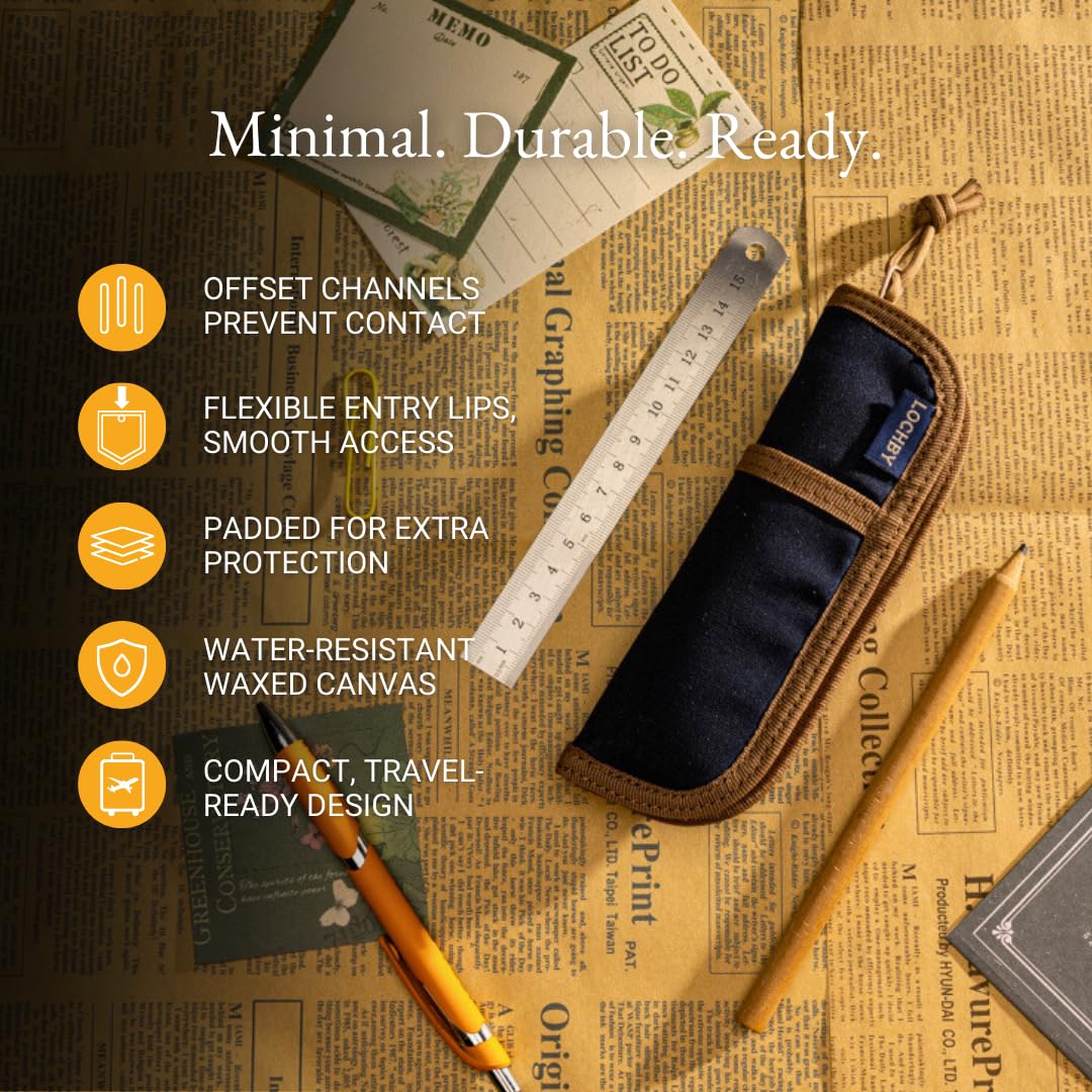 LOCHBY® Duo Pen Pouch | Slim and Elegant Pen Pouch, Durable Waxed Canvas, Lightly Padded for