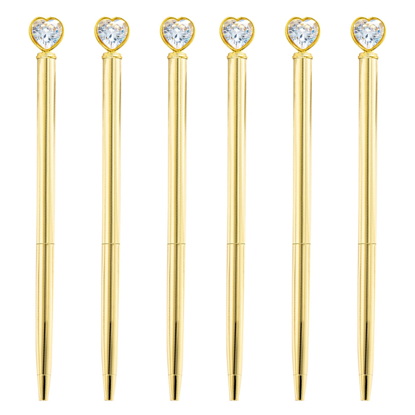 U Scinan 6Pcs Metal Ballpoint Pen 1.0MM Black Ink Refillable Ball Pen with Creative Top Design