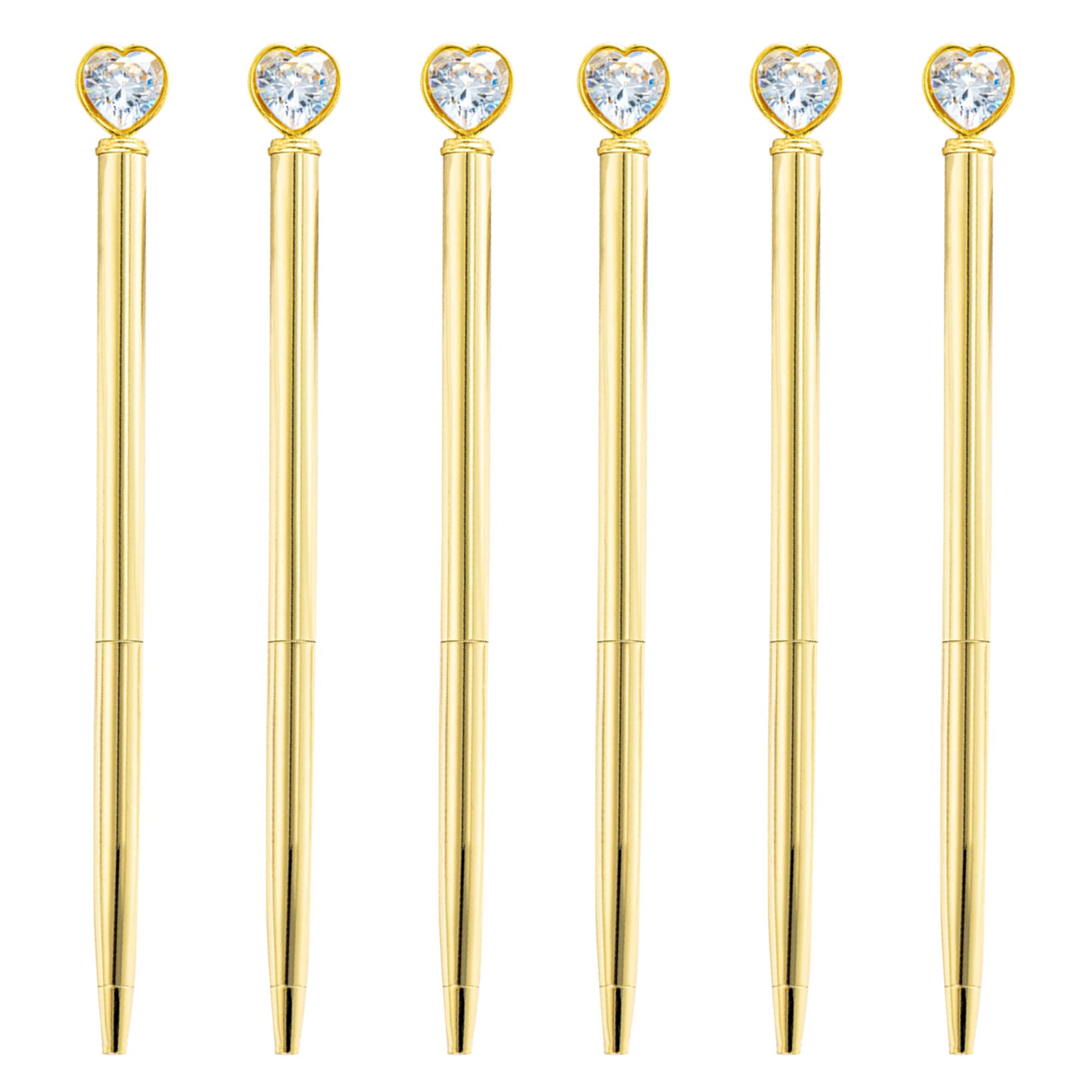 U Scinan 6Pcs Metal Ballpoint Pen 1.0MM Black Ink Refillable Ball Pen with Creative Top Design