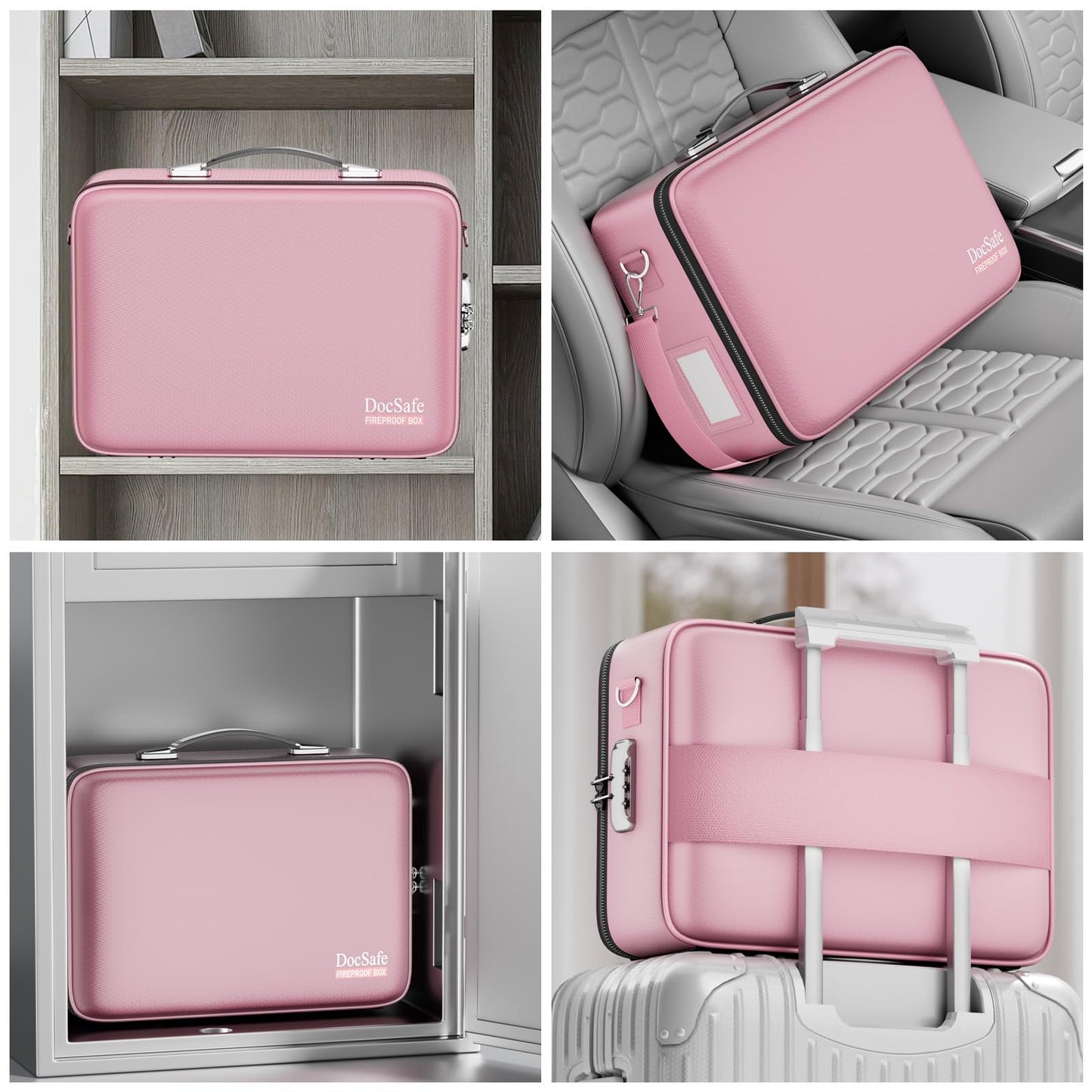 DocSafe Fireproof Document Box Hard Case with Lock ＆ Accordion File Folder