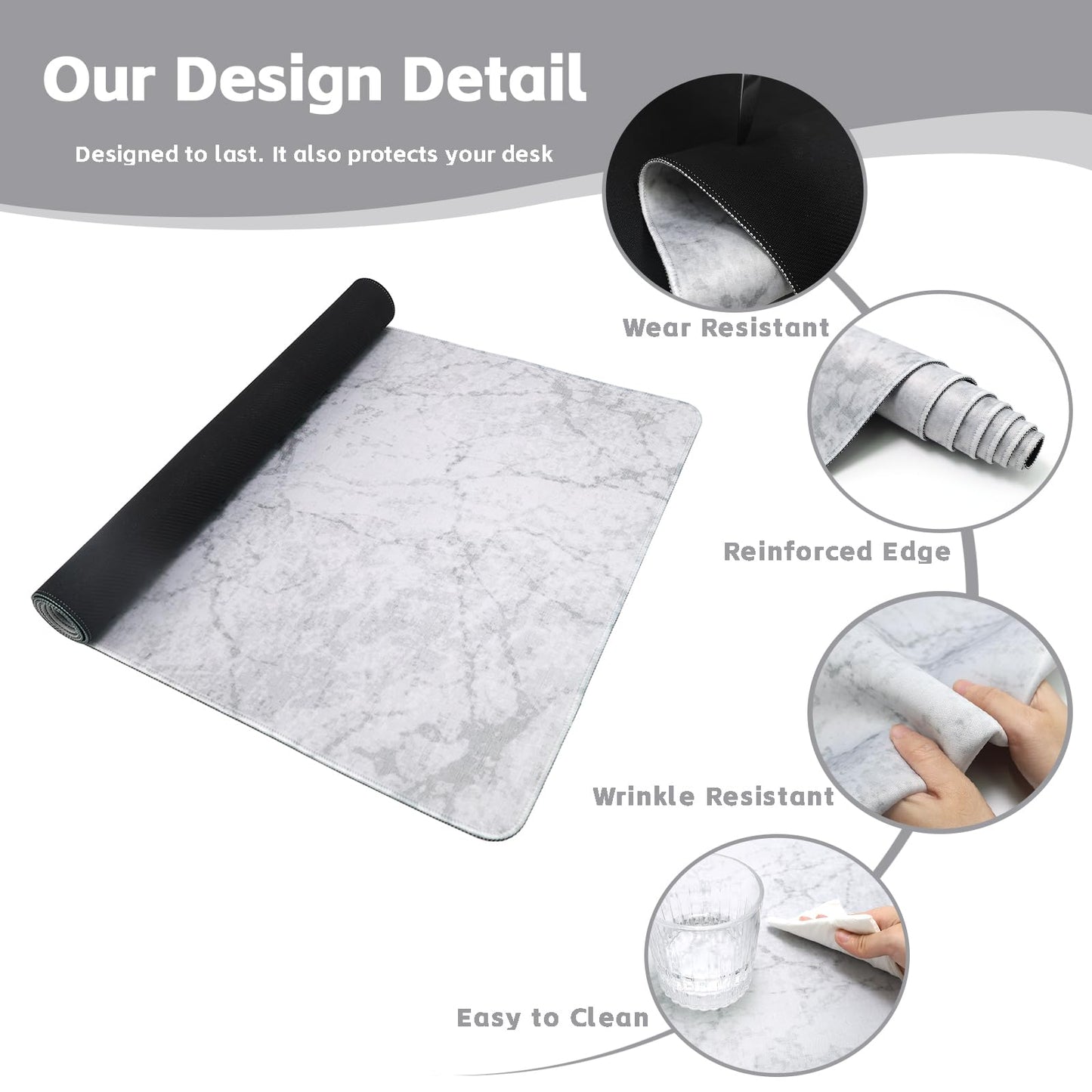 Baziabbo Desk Mat,XXL Extended Large Mouse Pad,Gaming Mousepad with Stitched Edge,Non-Slip Rubber