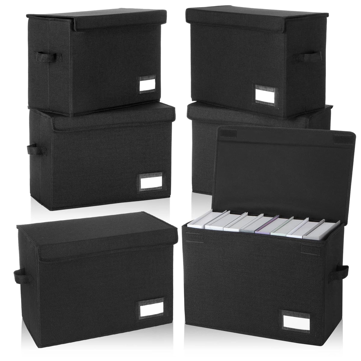 Chuangdi 6 Pcs Comic Book Storage Boxes,Black