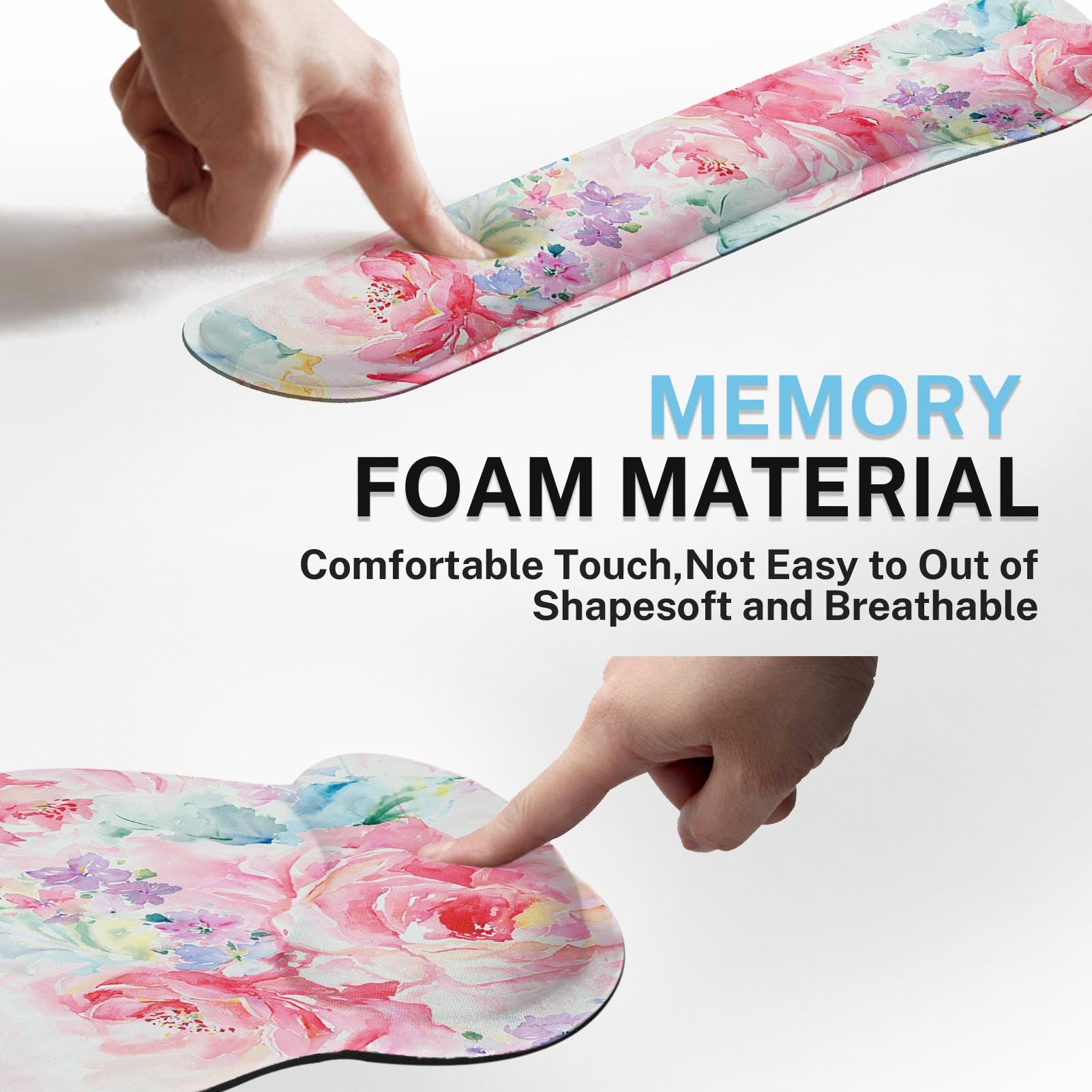 Britimes Ergonomic Mouse Pad Set with Wrist Rest, Watercolor Abstract