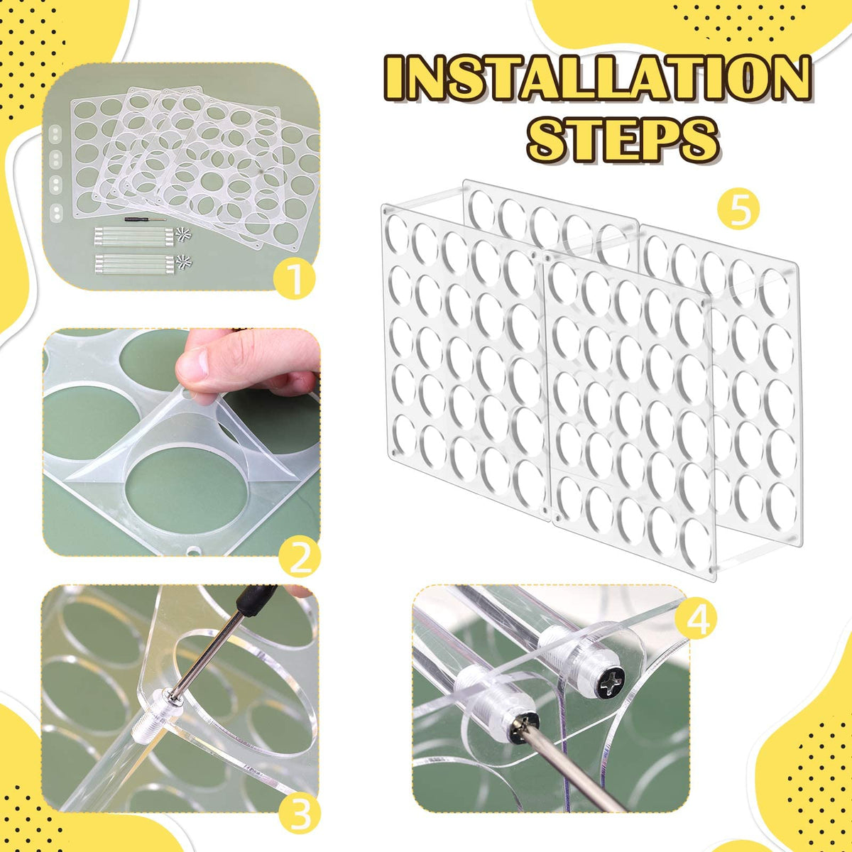 volepet Vinyl Storage Rack 50-Holes Acrylic Vinyl Roll Holder Craft Storage Organizer for Craft Room