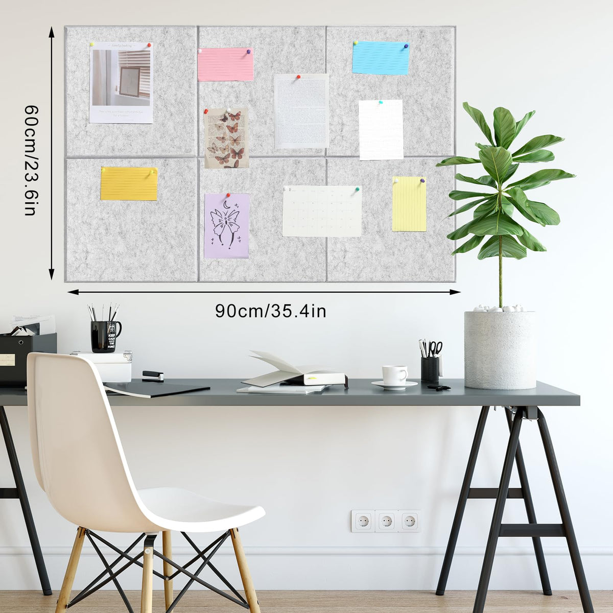 Large Cork Board 36" x 24", 6 Pack Felt Bulletin Board, Pin Boards