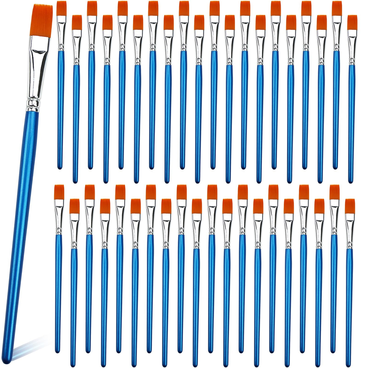 GACDR 1/2 Inch Flat Paint Brush Set, 40 Bulk Acrylic Paint Brushes