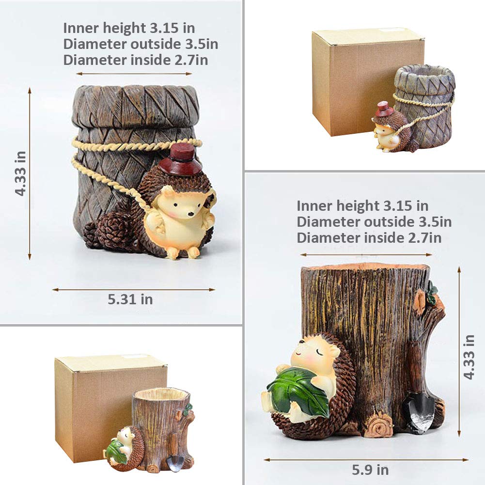 Lependor Cute Hedgehog Desk Pen Pencil Pot Holder, Toothbrush Holder, Resin Desktop Organizer