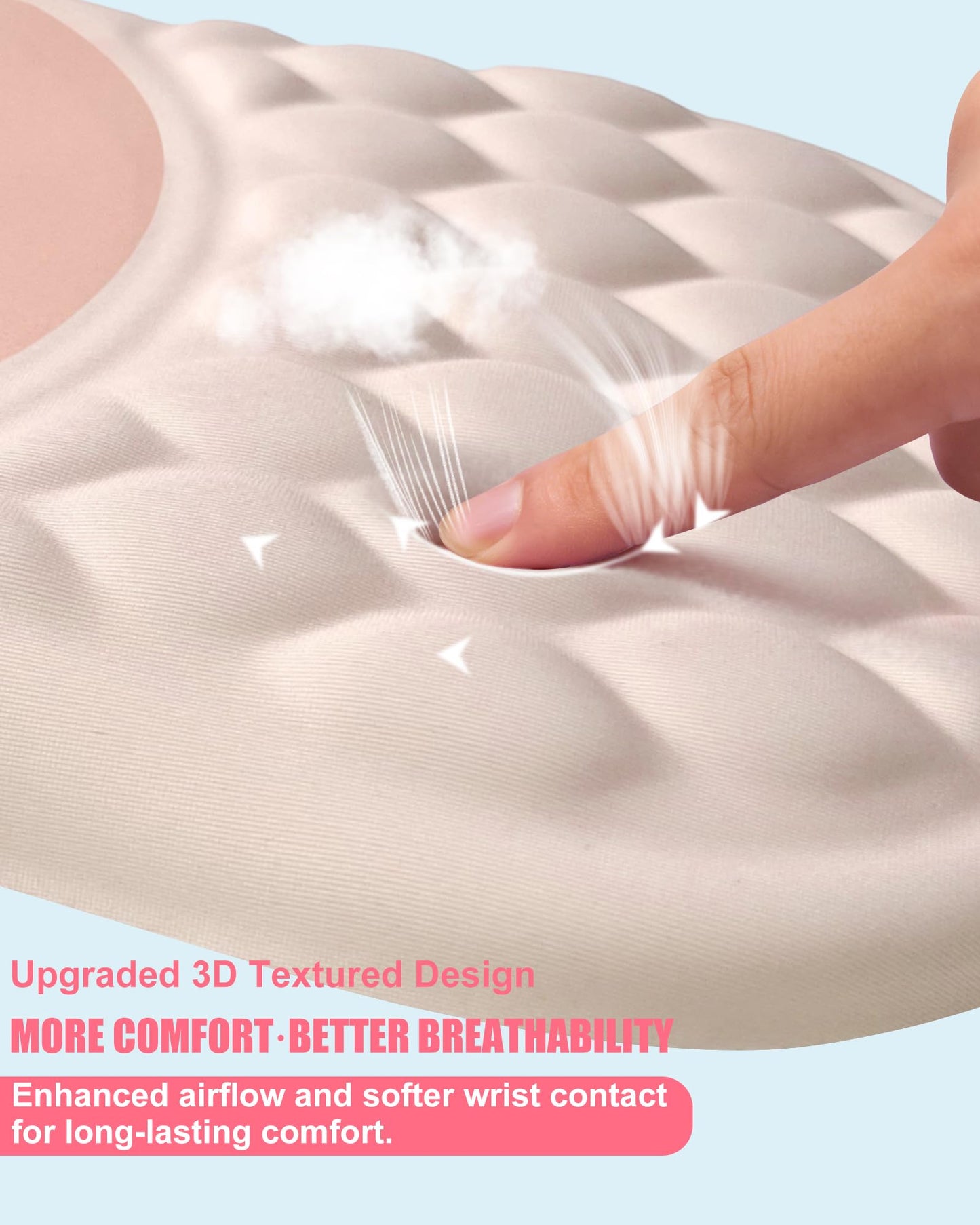 PVIPCZ Ergonomic Mouse Pad with Sloped Memory Foam Wrist Rest, Almond Pink