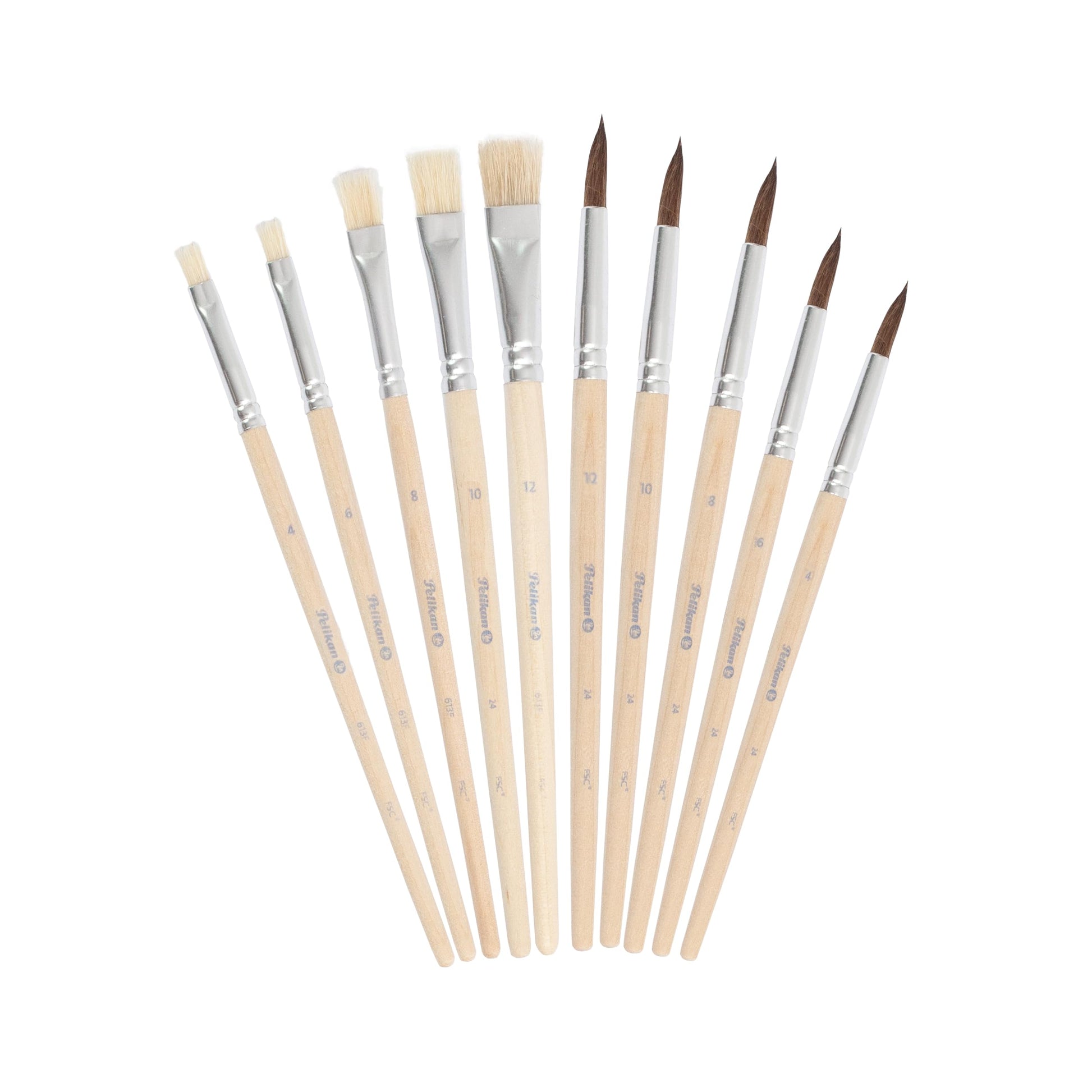 Pelikan 700405 Pinsel Starter-Set mit 5 Haar- und 5 Borstenpinseln