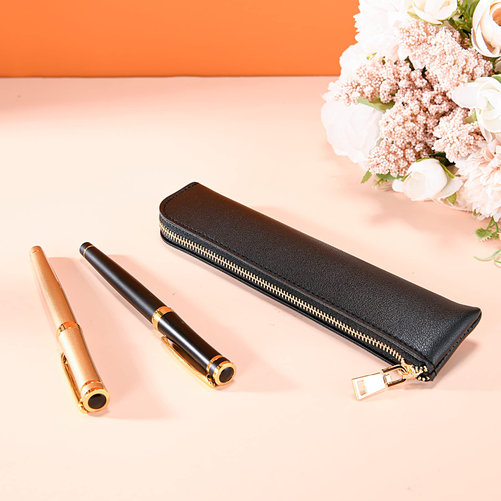 Sluxa Black pencil case, Small pencil pouch, School Accessories, Pen pouch for men with zipper.…