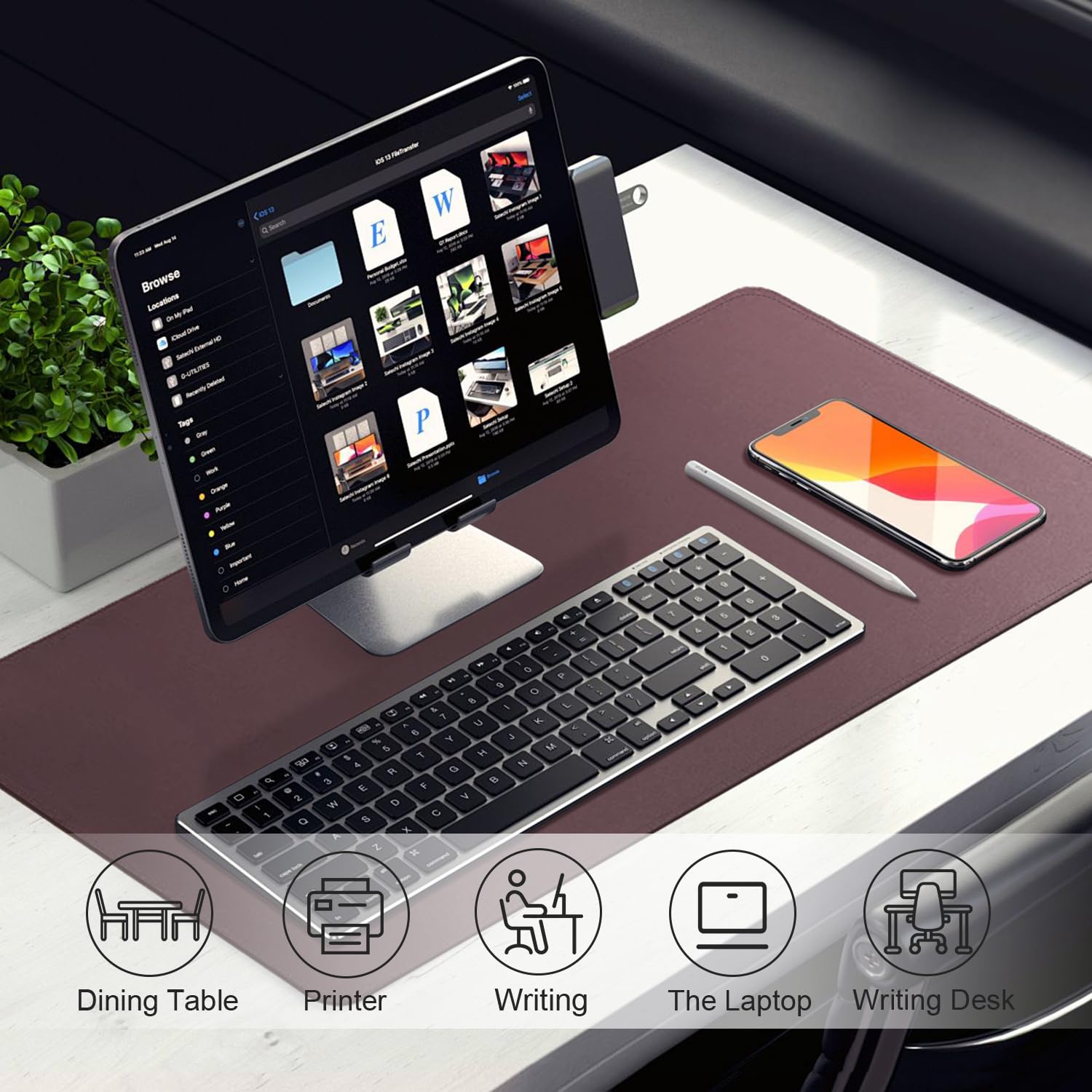 Leather Desk Pad Protector, 39.4'' X 17'' Large Mouse Pad, Office Desk Mat, Non-Slip PU Leather &