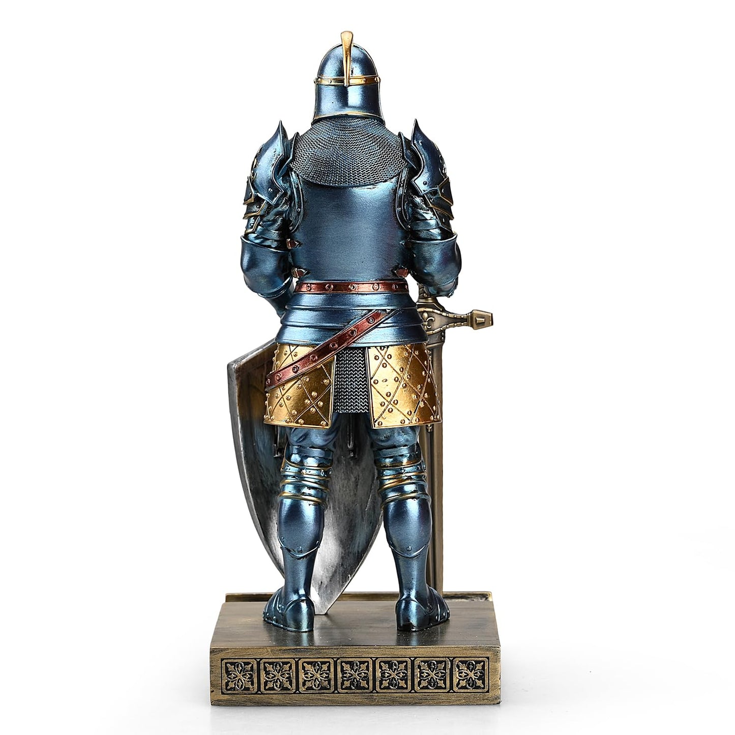 HDMbigmi King's Guard Knight Pen Holder Statue with Shield for Desk Blue