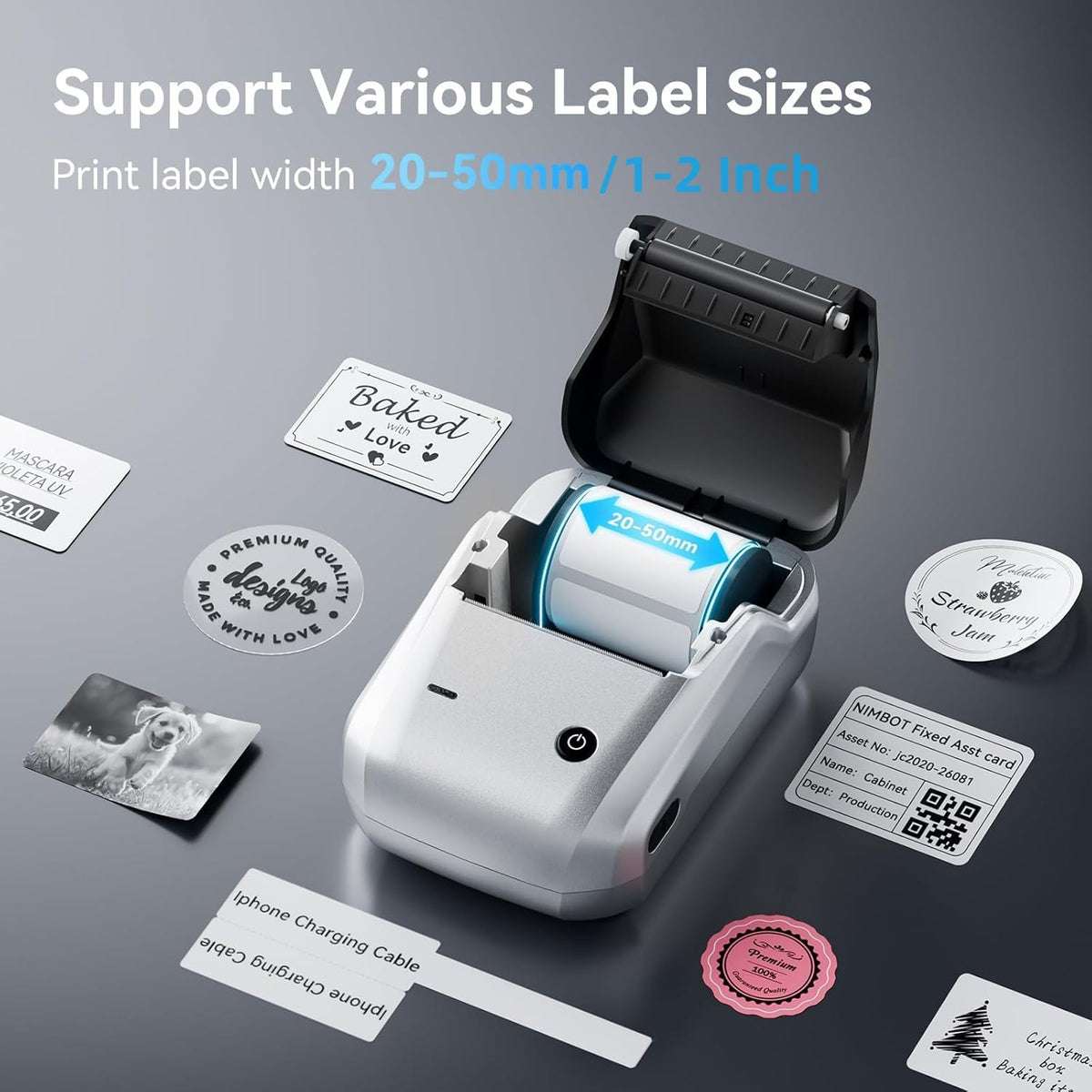 NIIMBOT B1 Label Maker,2 Inch Bluetooth Thermal Label Printer, Silver