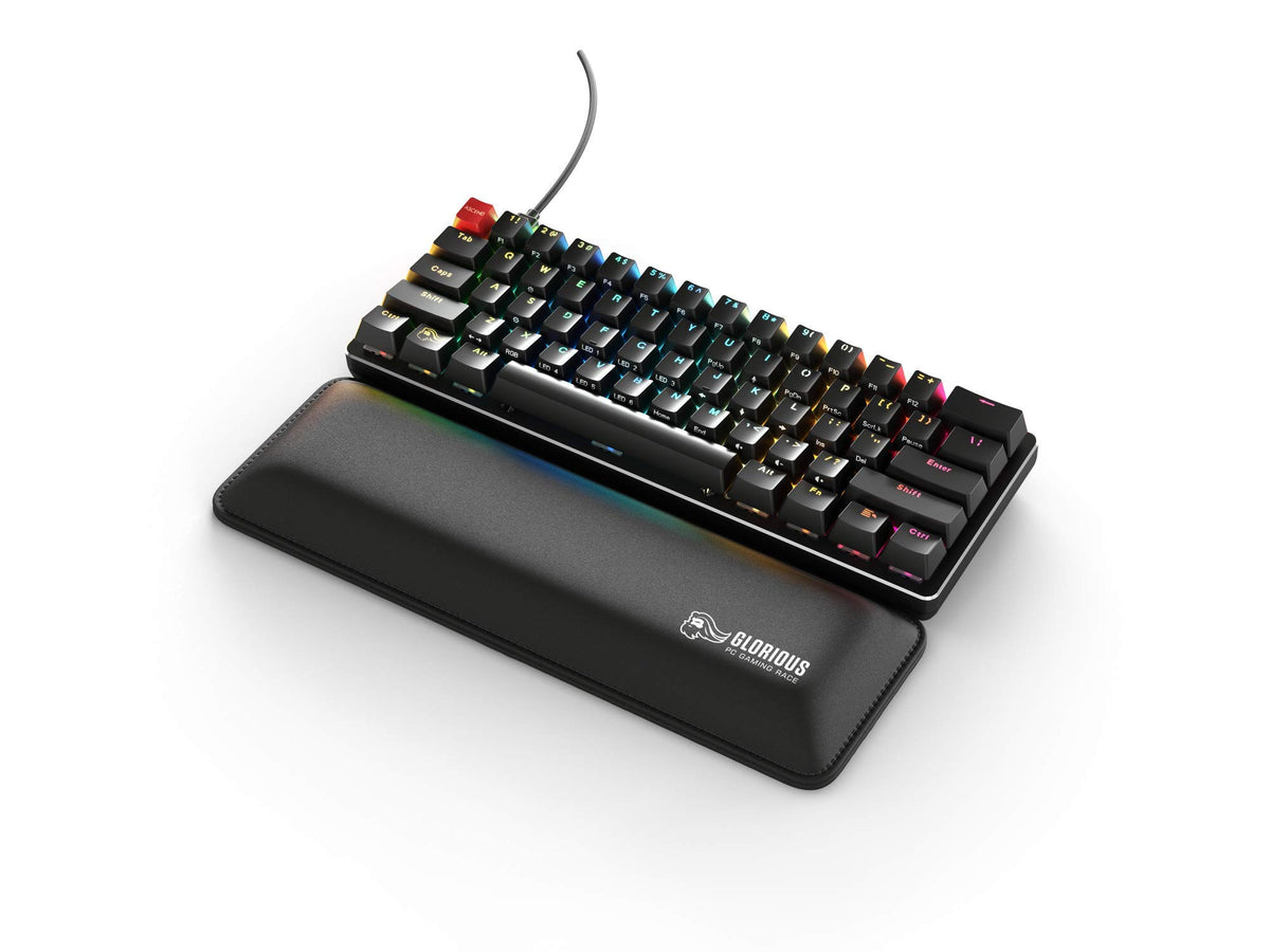 Glorious Wrist Pad/Rest - Compact - Black - Mechanical Keyboards, Stitched Edges, Ergonomic | 12x4