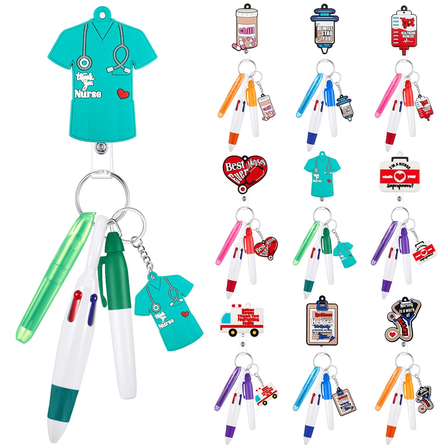 Henoyso Nurse Badge Reel Bulk,54 Pcs,Novel