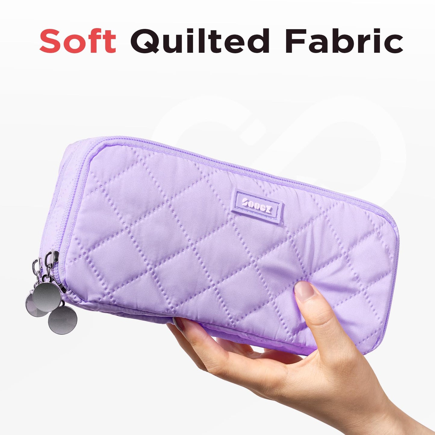 Sooez Large Pencil Case Pouch, Extra Big Pencil Bag with 8 Compartments, Pen Bag Wide Opening, Soft