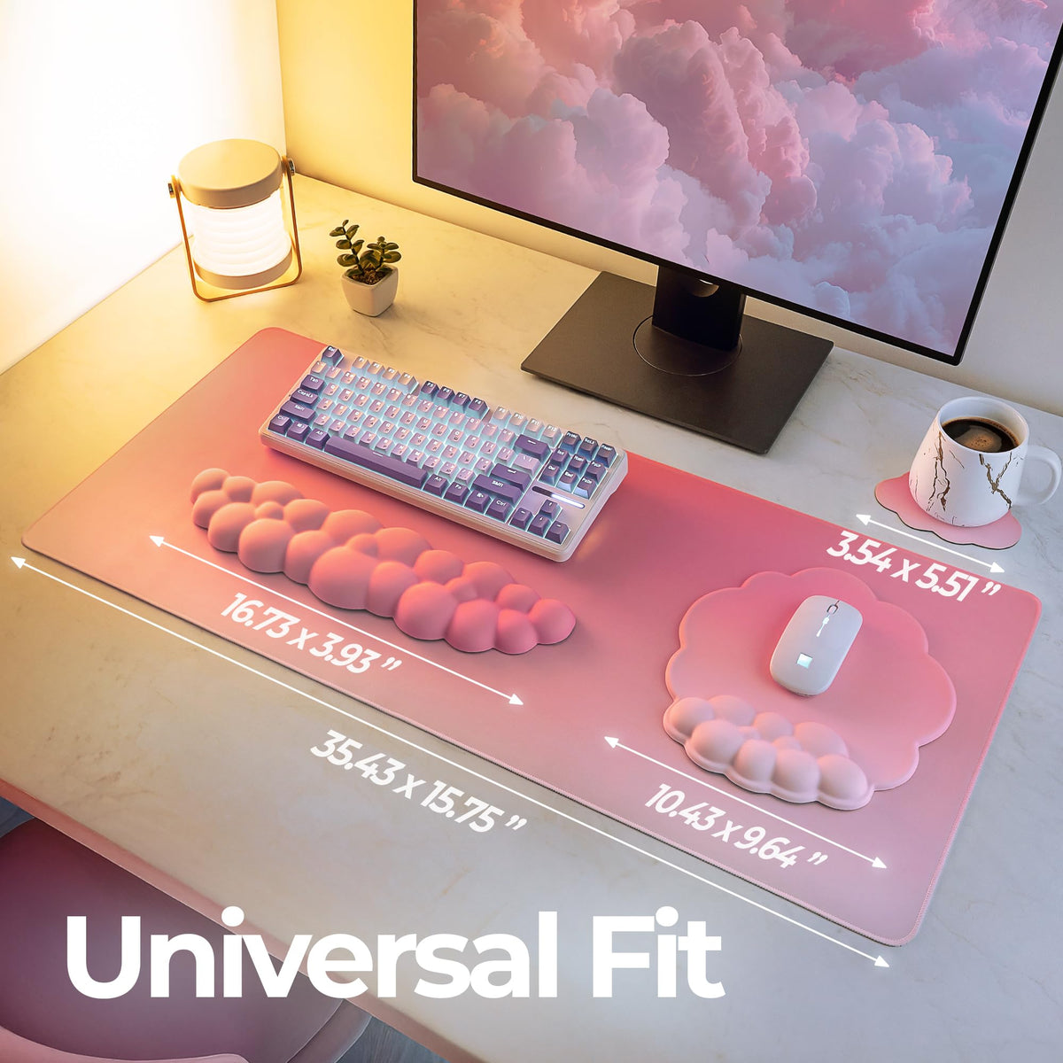 TheTrulyCharter Premium Quality Cloud Wrist Rest Keyboard & Mouse Pad Set – Ergonomic Memory Foam
