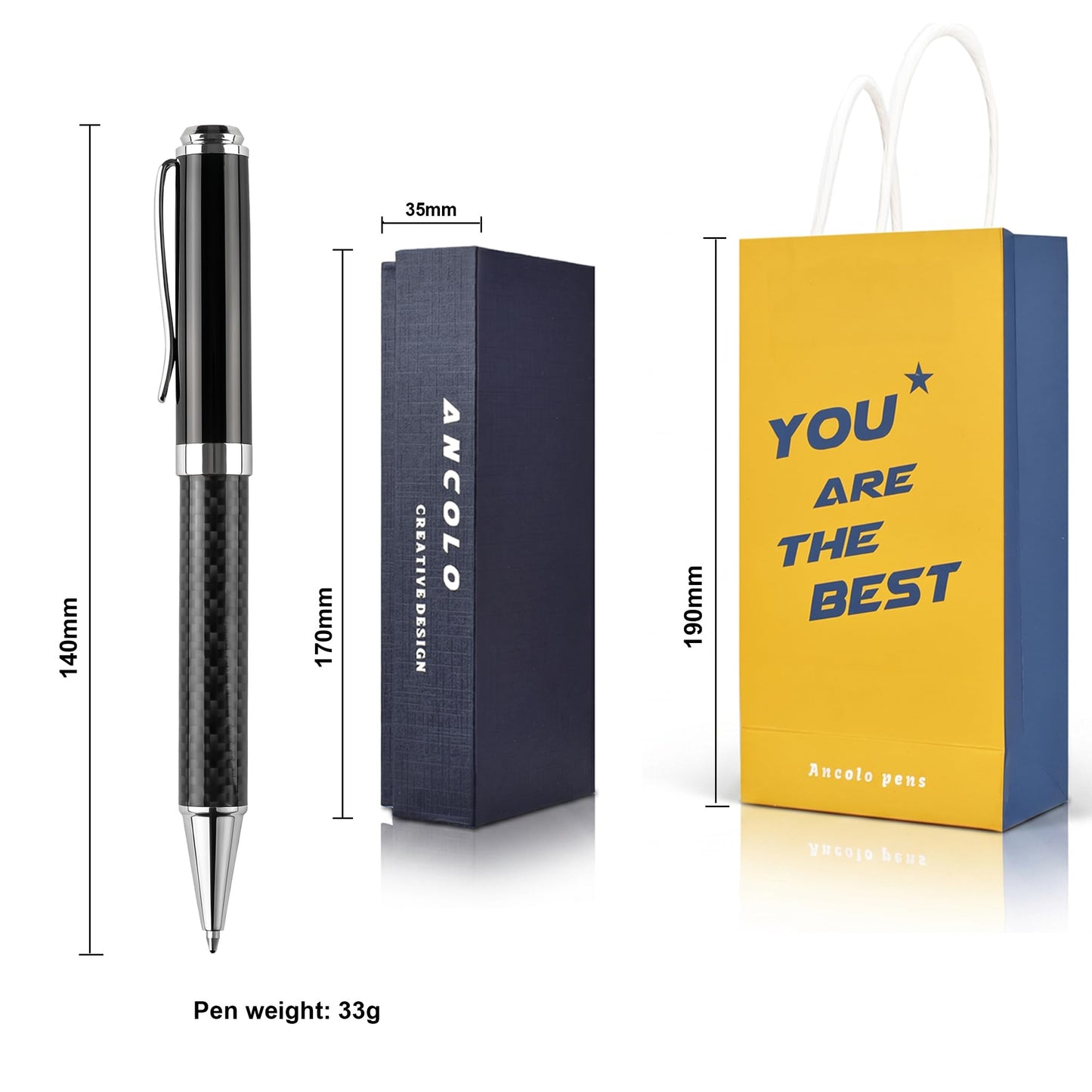 Ancolo Personalized Luxury Ballpoint Pen Business Gift set with Gift Box