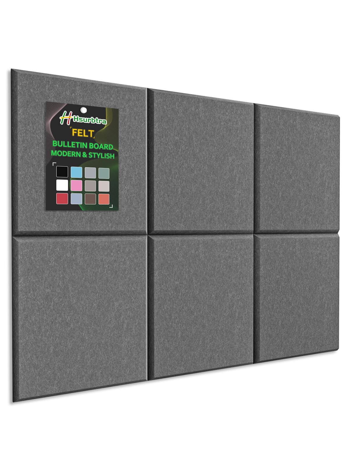 Hsurbtra Cork Board for Wall 24 x 18 Inch, 6 Pack Felt Bulletin Notice Board with Pushpins for