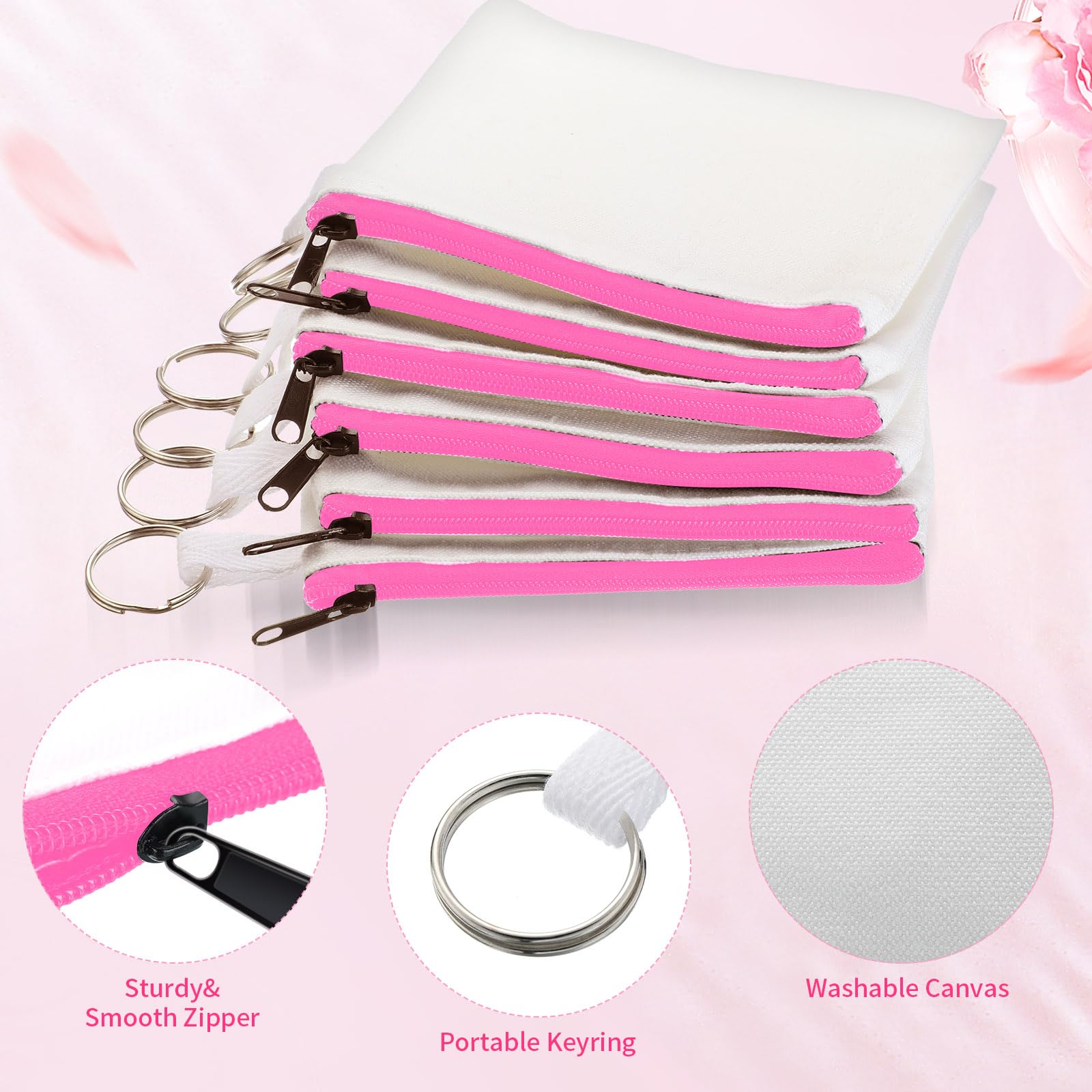 Frienda Sublimation Blank Coin Purse Small Canvas Makeup Bags, Pink